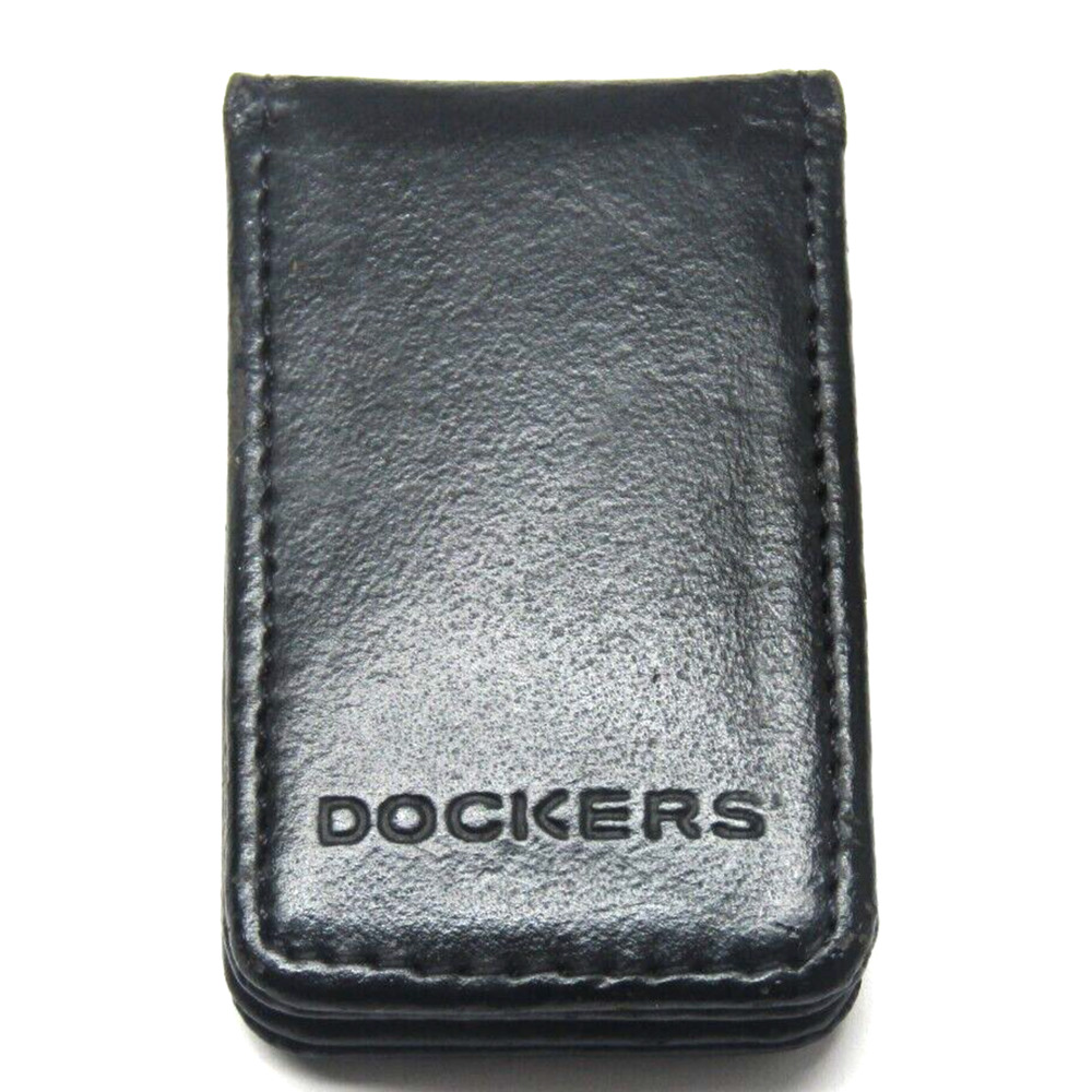 Dockers Black Genuine Leather Magnetic Money Clip Wallet Casual Men Accessory